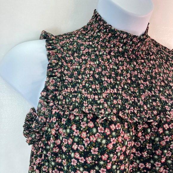 Maurices Women L Floral Print Sleeveless Dress Smocked Mock Neck Peasant Prairie - Picture 14 of 14